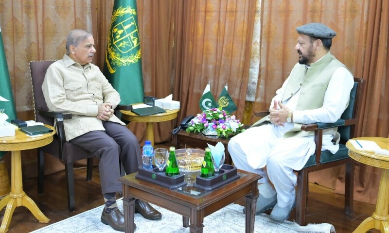  Prime Minister Muhammad Shehbaz Sharif meets Gilgit Baltistan Chief Minister Gulbar Khan in Gilgit on August 4, 2025. Photo: PM Office 