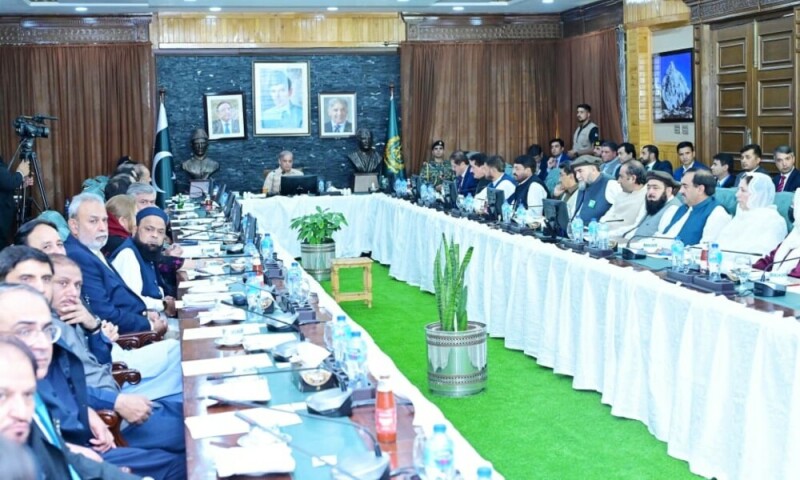  Prime Minister Muhammad Shehbaz Sharif chairs a meeting regarding the recent floods and rehabilitation work in Gilgit Balitistan in Gilgit on August 4, 2025. Photo: PM Office 
