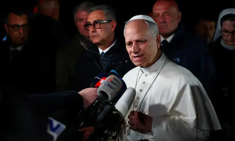 In fiery speech, Pope Leo says ‘Enough to war!’