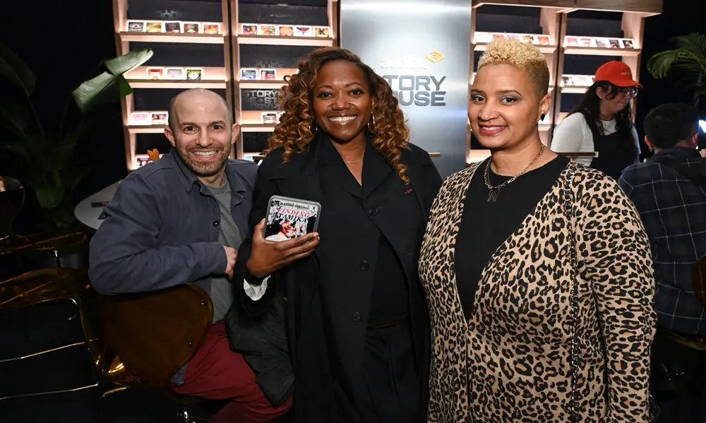 Erika Alexander and guests attend the opening of Audible Story House, the first-ever bookless bookstore on April 30, 2026 in New York City. Photo: AFP