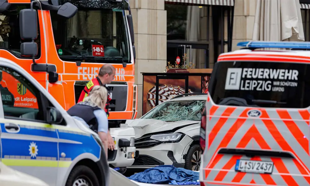 Two dead after car ploughs into people in Germany’s Leipzig