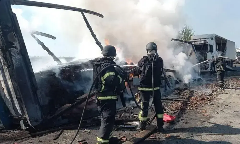 Fire in industrial area of Kirishi after drone attacks on Russia's Leningrad region, governor says