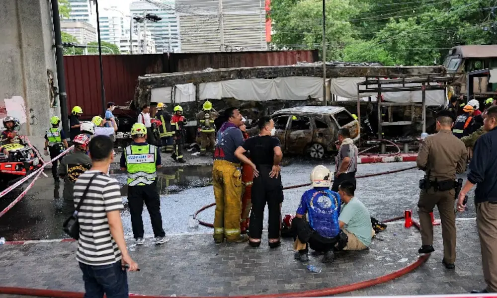 At least eight killed after train collision sparks bus fire in Thailand