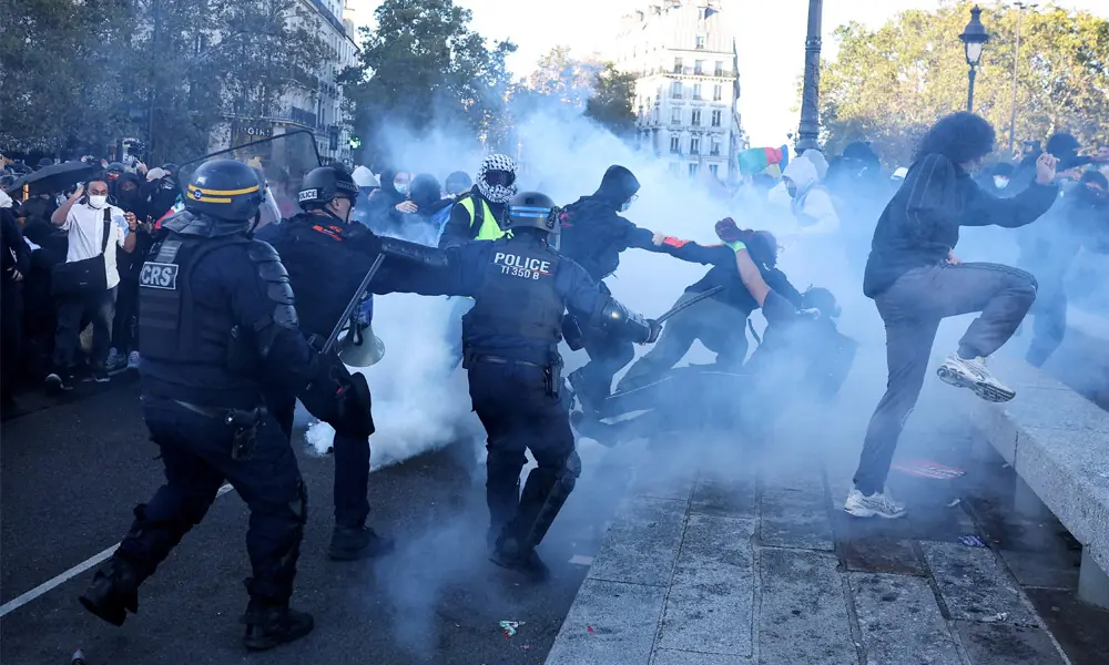French protesters clash with police during demonstrations