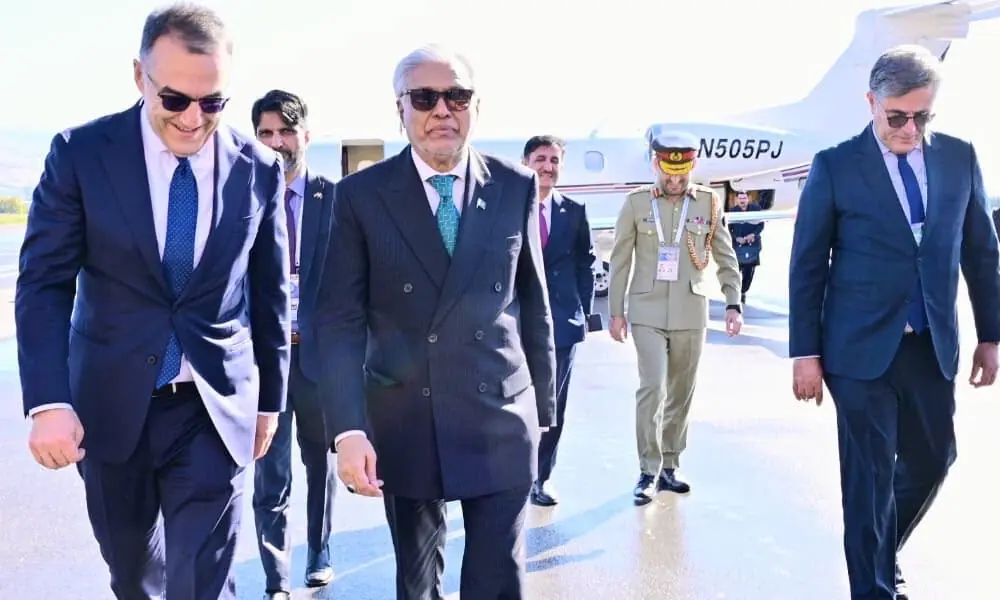 DPM Dar arrives in Tajikistan to attend SCO heads of govt meeting