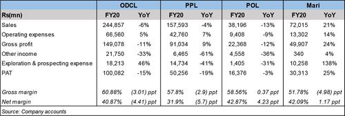 E&P sector in FY20 E&P sector in FY20