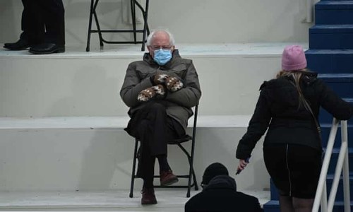 Bernie Sanders, bundled up at Biden inauguration, goes viral in a meme