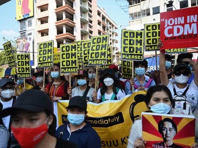 Rallies mourn anti-coup protester death as US urges Myanmar junta to yield power