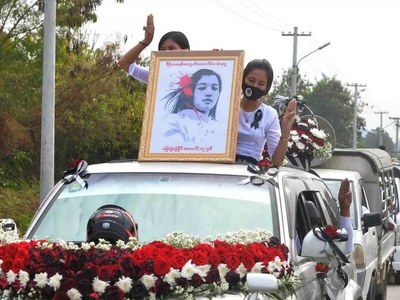 Myanmar grieves as funeral rites held for young anti-coup protester