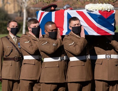 Military honours and fly-past mark funeral of Britain's Captain Tom