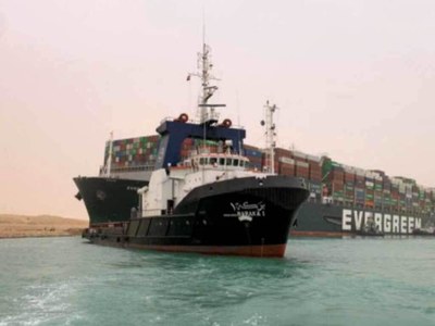 Giant ship blocks Suez Canal after veering off course in sandstorm