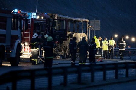 Flaming bus crash in Bulgaria kills 45 North Macedonian tourists