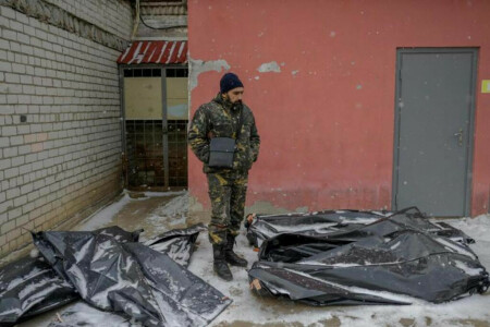 In a Mykolaiv morgue, corpses pile up in the snow