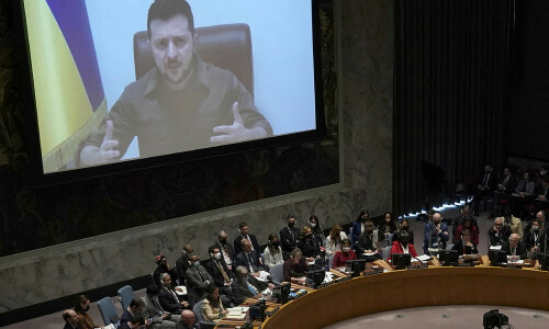 Zelensky tells UN to &lsquo;act immediately&rsquo; on Russia or close