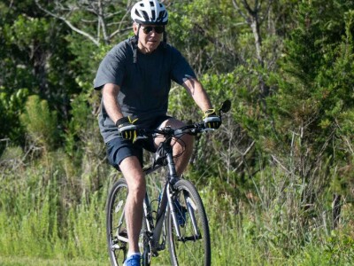 Biden falls from bike but is unhurt
