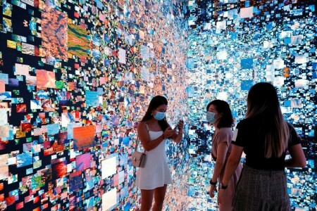 Moon sculptures, NFTs at futuristic Art Basel fair
