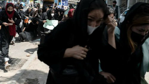 Taliban fire into air to disperse women&rsquo;s rally backing Iran protests