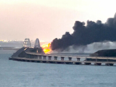 Explosion destroys part of Crimea bridge crucial to Russian war effort