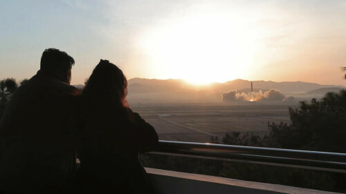 Kim Jong Un and daughter oversee North Korea&rsquo;s ICBM launch