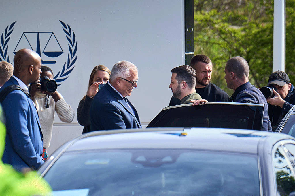 Zelensky arrives at ICC headquarters: AFP