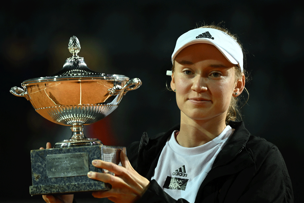 Rybakina wins Italian Open after Kalinina retires
