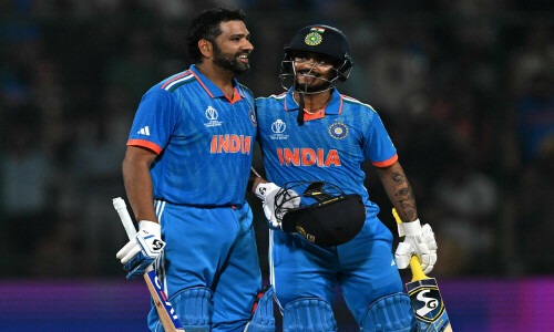 Rohit&rsquo;s record ton powers India to World Cup win over Afghanistan