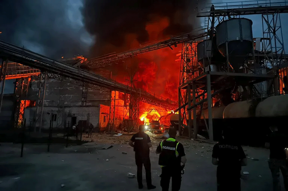 Russian attack hits oil refinery as drones, missile shot down, Ukraine says