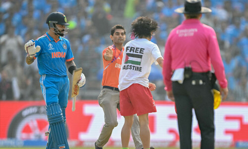 Pro-Palestinian pitch invader disrupts Cricket World Cup final