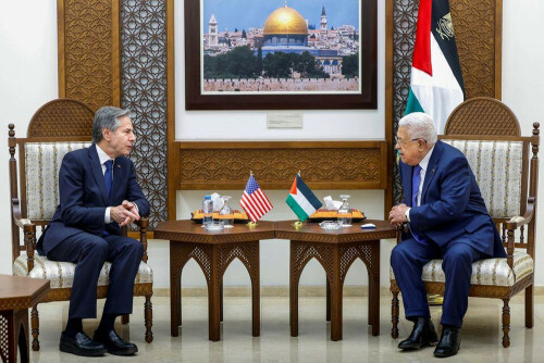 Antony Blinken meets Palestinian leader Mahmoud Abbas in occupied West Bank