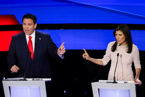 DeSantis, Haley assail each other at debate as Trump skips out again