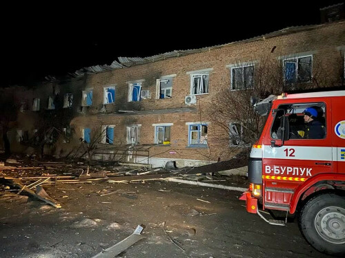 Russian bomb damages hospital, prompts evacuation in northeastern Ukraine