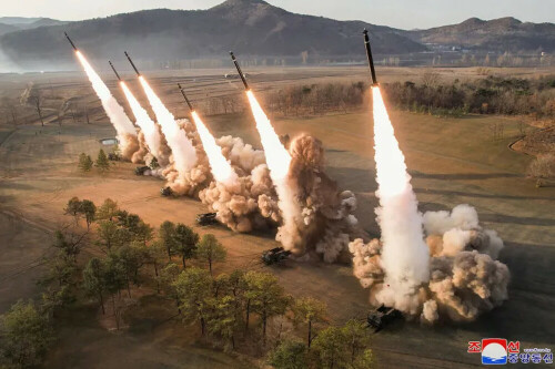 North Korea&rsquo;s Kim oversees &lsquo;super-large&rsquo; rocket launcher drills