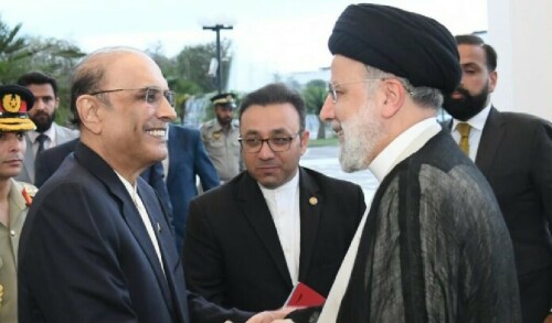 President Zardari receives Iranian counterpart Ebrahim Raisi