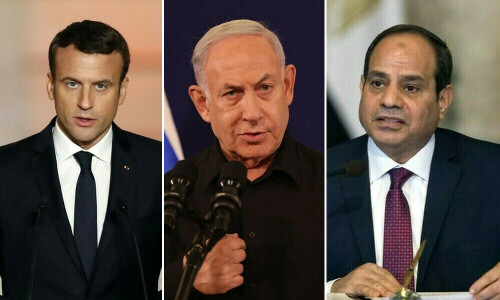 Macron discusses MidEast crisis with Israel&rsquo;s Netanyahu, Egypt&rsquo;s Sisi