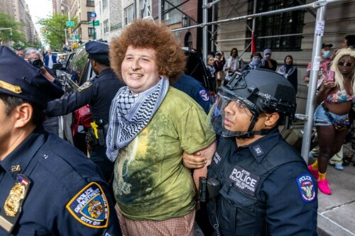 Pro-Palestinian demonstrators protest outside the Met Gala