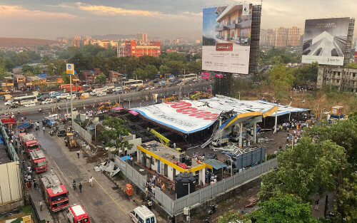Twelve dead, 60 injured in India billboard collapse