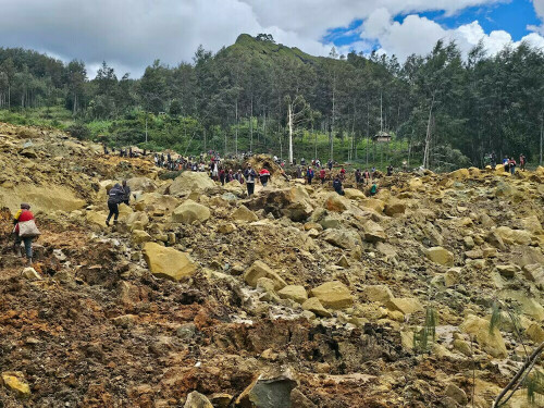 &lsquo;A mountain fell on them&rsquo; says rescue worker at PNG landslide site