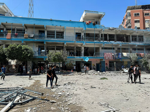 Israel says jets strike school containing Hamas compound, Gaza media says 27 killed