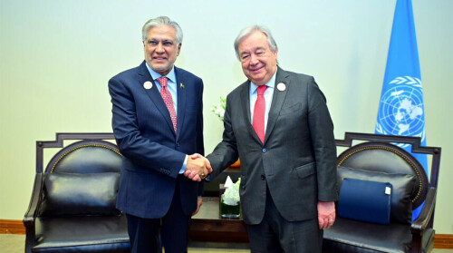 In meeting with UN chief, Dar calls for immediate ceasefire in Gaza