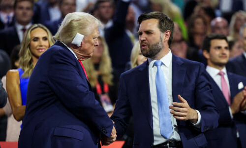 Trump appears with bandaged ear at Republican convention, names Vance as running mate
