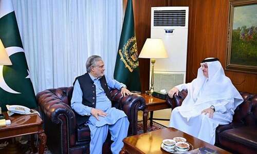 Saudi envoy, Dar discuss bilateral ties