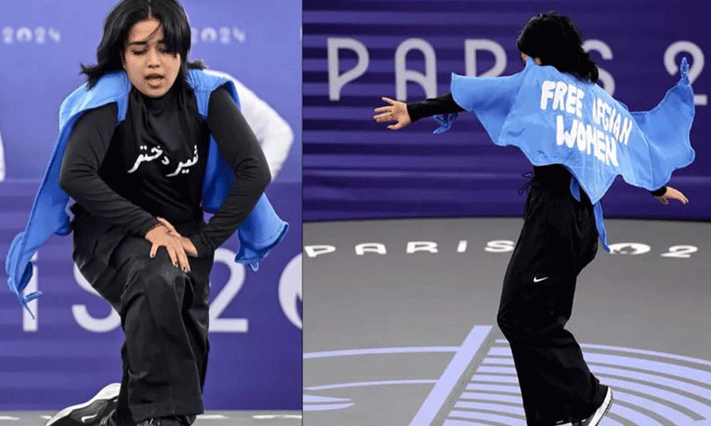 Afghan refugee athlete disqualified for slogan on cape