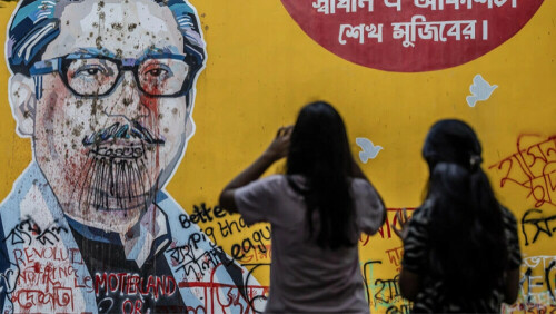 Bangladeshi students on guard as exiled PM urges show of strength