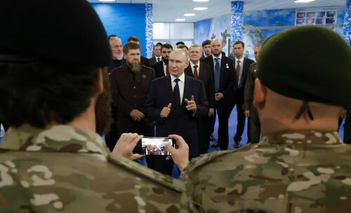Vladimir Putin inspects troops readying to fight Ukraine in surprise trip to Chechnya