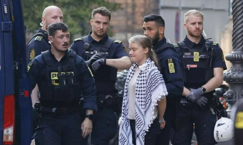 ڈنمارک میں فلسطینیوں کی حمایت میں مظاہرے کے دوران ماحولیاتی کارکن گریٹا تھنبرگ گرفتار