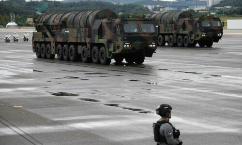 South Korea unveils &lsquo;monster missile&rsquo; at revived annual military parades