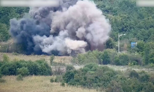 North Korea blows up inter-Korean road, rail lines near border North Korea blows up inter-Korean road, rail lines near border