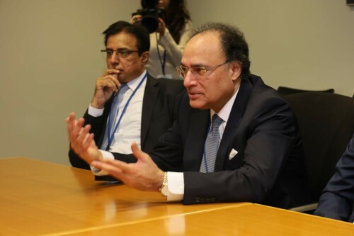 Aurangzeb explores climate financing, trade deals with global institutions