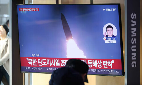 North Korea fires short-range missiles ahead of Trump return