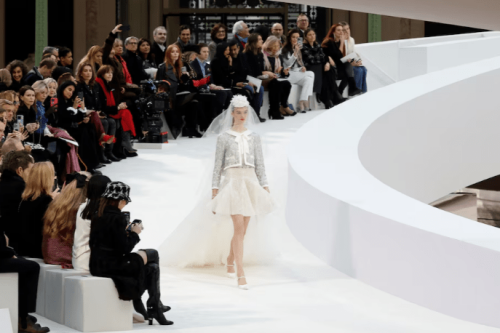 Chanel builds double-C logo into catwalk set for haute couture
